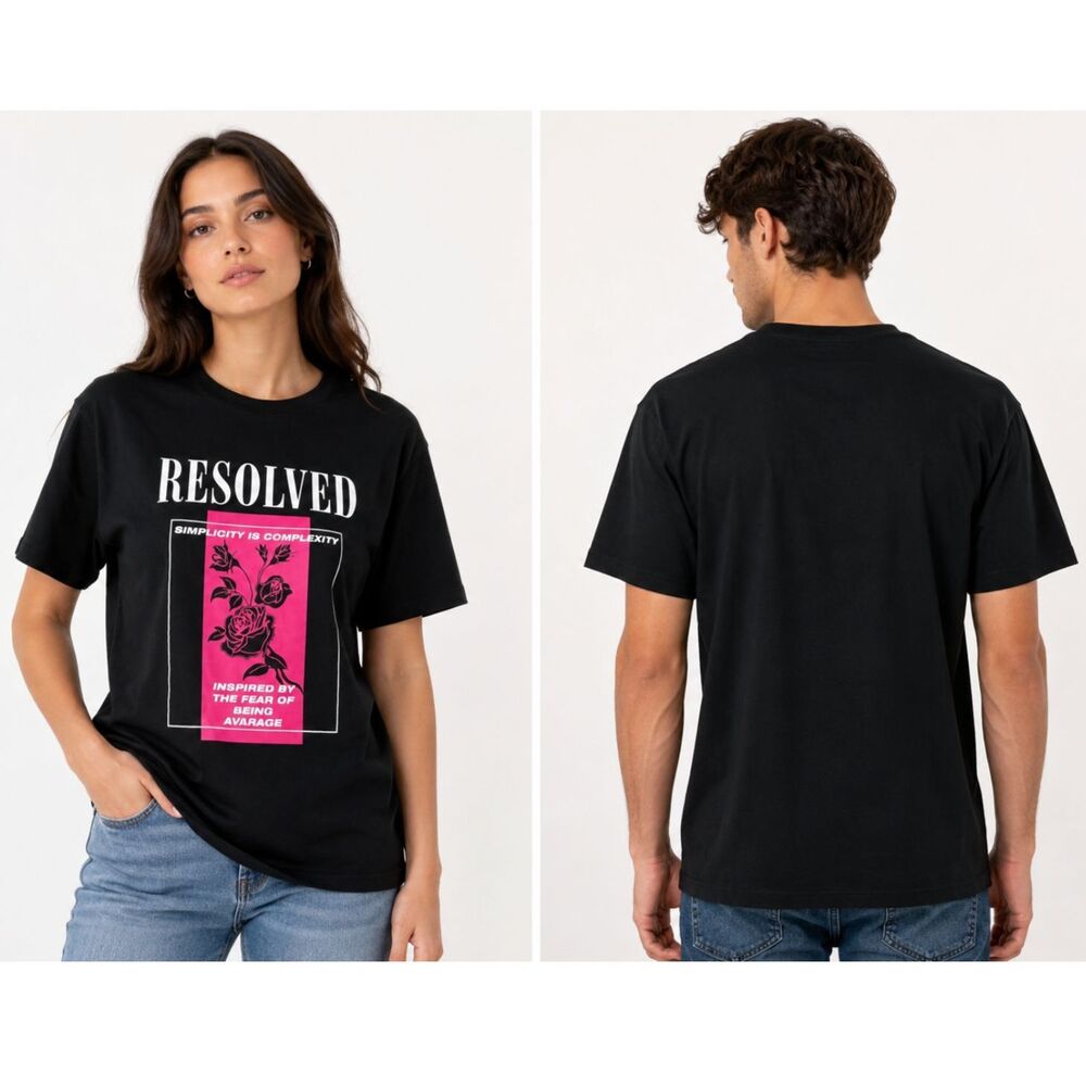 ROMWE Graphic T-Shirt Simplicity Is Complexity Fear Of Being Average Black M